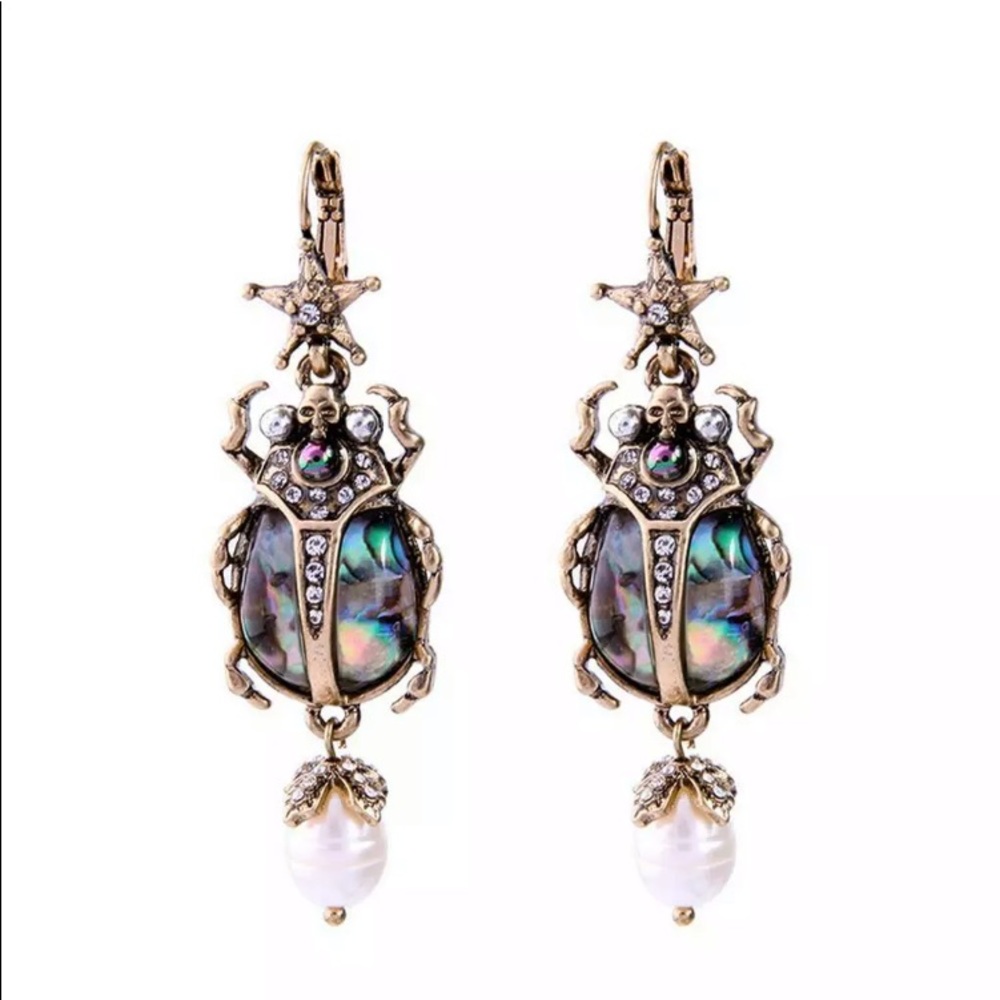 2 for $35 Abalone Pearl Beetle Scarab Skull Gothic